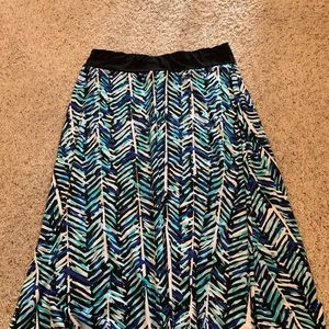 Abstract blue and white maxi skirt